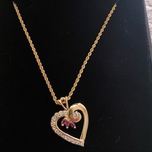 14k diamond and rubies heart necklace